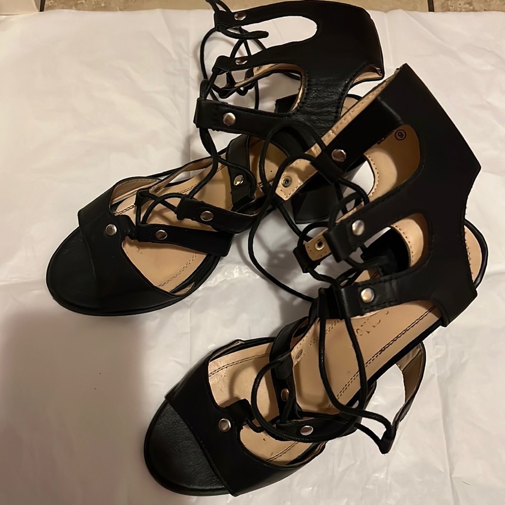 Black heels with straps